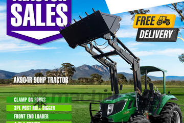 AgKing - 90HP Tractor ROPS 4WD AK904R with FEL & 4in1 Bucket