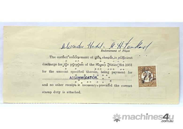 caption COMMONWEALTH BANK OF AUSTRALIA - TASMANIA CHEQUE