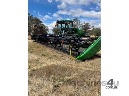 2019 John Deere W170 Windrower With 2023 John Deere 1440D Front
