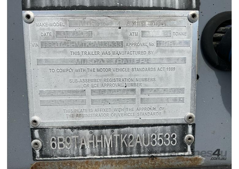 2020 Muscat 4 Axle Dog Live Bottom Trailer