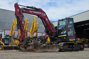 2022 YANMAR SV100-2 10T EXCAVATOR (E381) WITH RUBBER TRACKS, HITCH, BUCKETS, CIVIL SPEC AND 1450 HRS