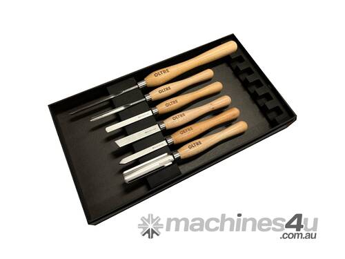 caption 6Pce Woodturning Chisel Tool M2 CRYO HSS (5 Small + 1 Medium Turning Tool) Set by Oltre