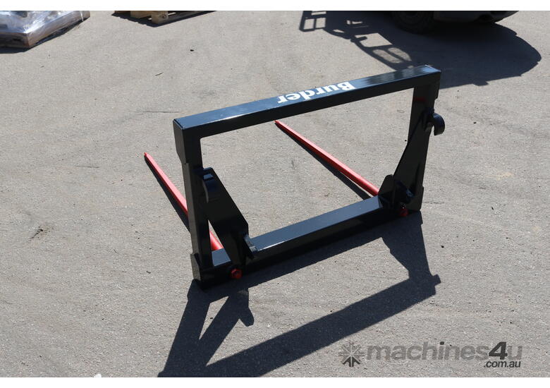 caption Burder 'Titan' Series Round Bale Fork with Euro Hitch + 2 x 1240mm long tines