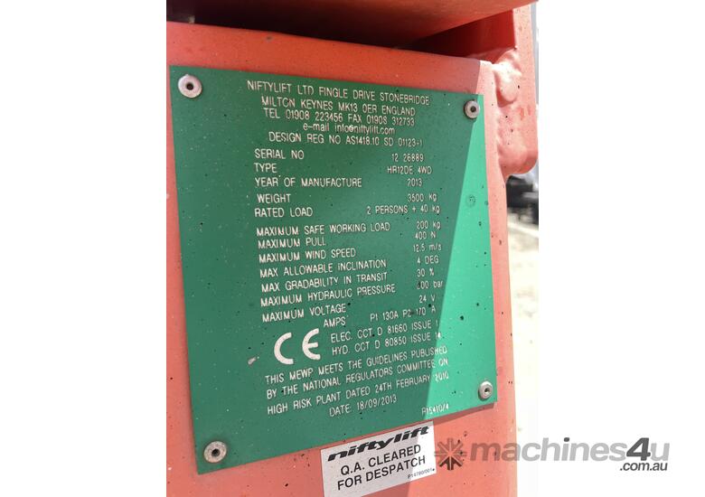 caption Used 34ft Knuckle Boom Lift Diesel / Electric 4 x 4 Nifty HR12DE