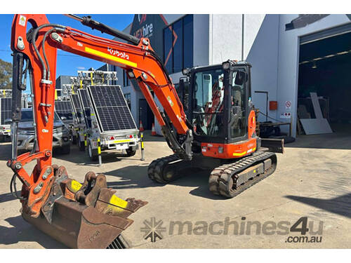 caption Kubota U55 5T Excavator with New Rubber Tracks, Service in A1 Condition!