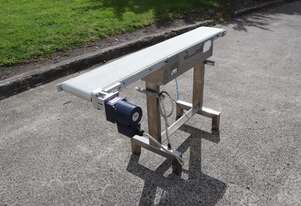 Stainless Steel Motorised Belt Conveyor - 1.37m long - Robotunits
