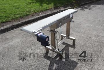 Stainless Steel Motorised Belt Conveyor - 1.37m long - Robotunits