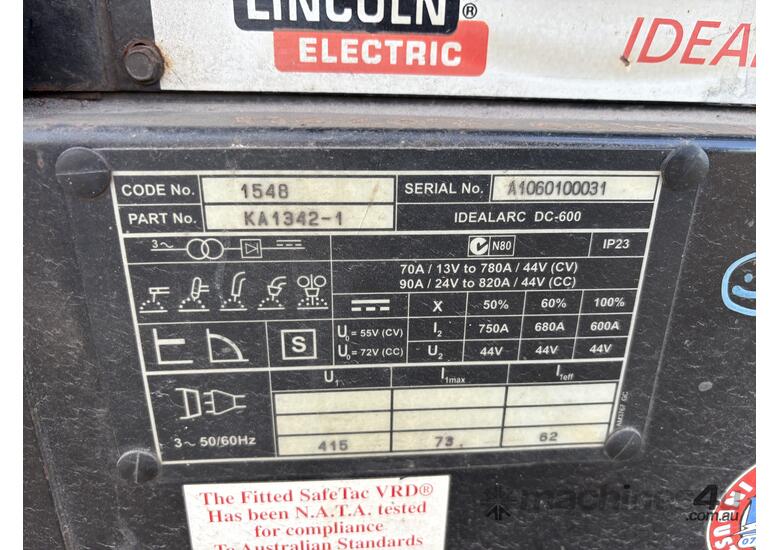 caption Lincoln Electric IdealArc DC600 & Lincoln Electric LN-25 Wire Feeder