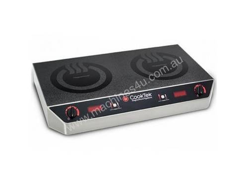 CookTek MC2502S Countertop Side by Side Double Hob Rotary-DIal Control Induction Cooktop - 20 Amp