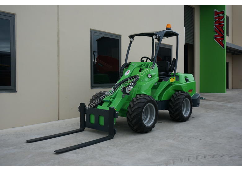 caption Avant 745 Articulated Loader W/ Pallet Forks