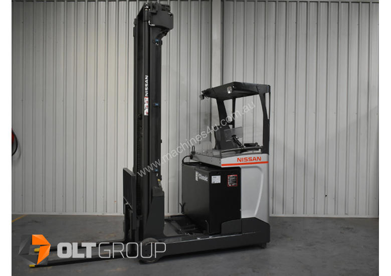 caption 7.95m Ride Reach Truck Nissan UMS 2 Tonne Electric Warehouse Forklift Sydney High Lilft