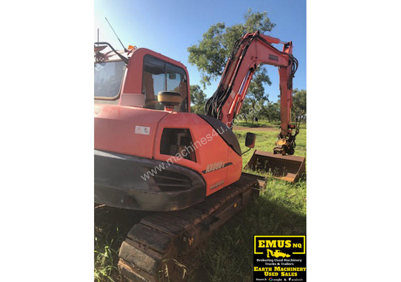 caption Kubota KX080-3 Excavator, 360 degree tilt hitch. MS472