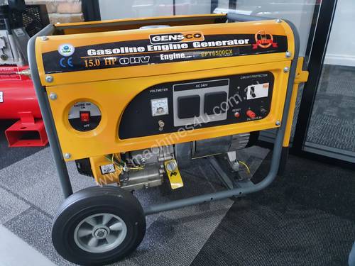 6.5kva generator with a 15hp petrol engine in a roll frame with wheels