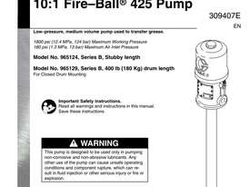 Pneumatic Grease Pump -  NEW IN BOX - GRACO PISTON PUMP FIREBALL, 425, 10:1 205L - picture0' - Click to enlarge
