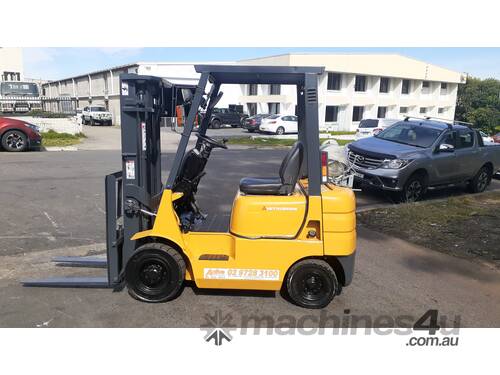 Mitsubishi 1.8 ton forklift-container entry mast 3m lift height solid tyres only $7999+gst