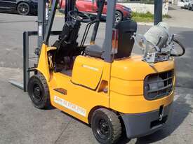 Mitsubishi 1.8 ton forklift-container entry mast 3m lift height solid tyres only $7999+gst - picture0' - Click to enlarge