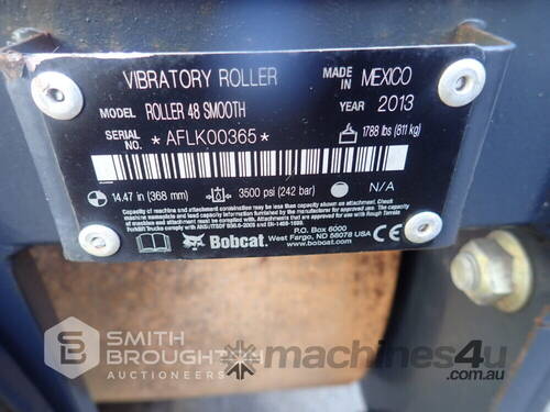 2013 BOBCAT ROLLER 48 SMOOTH 48 INCH VIBRATORY ROLLER TO SUIT SKIDSTEER