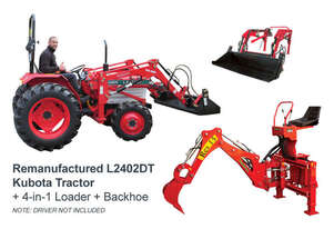 Kubota 28hp 4WD Diesel Tractor + FEL + Backhoe