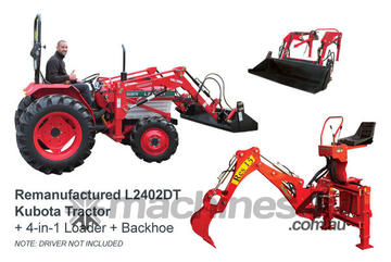 Kubota 28hp 4WD Diesel Tractor + FEL + Backhoe