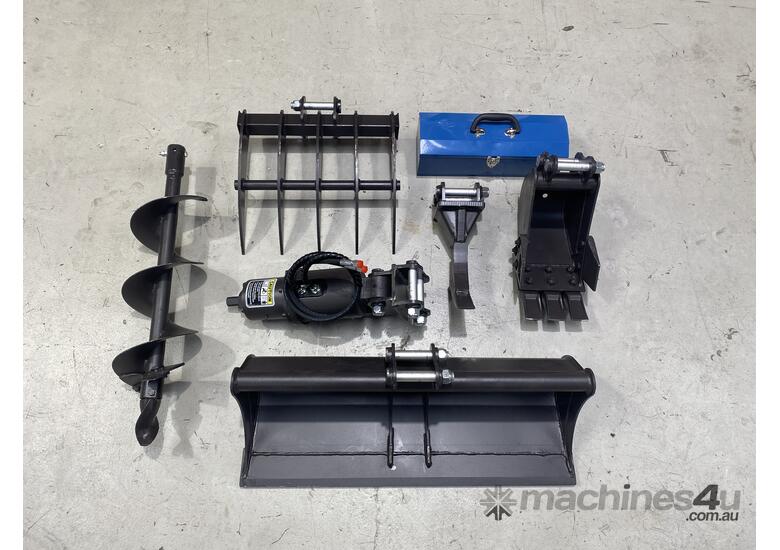 caption Mini Excavator 1.0 T Rhinoceros XN10-8 SIDE JOYSTICK Complete Attachments Package