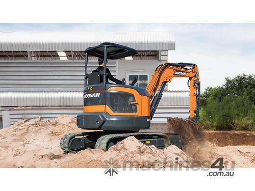 caption Develon DX35Z-7M Canopy 3.5 Tonne Mini Excavator