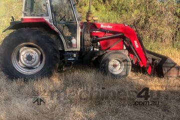 Massey Ferguson 375 75HP 2wd tractor with Burder 8030 Loader Bucket + Hay Forks