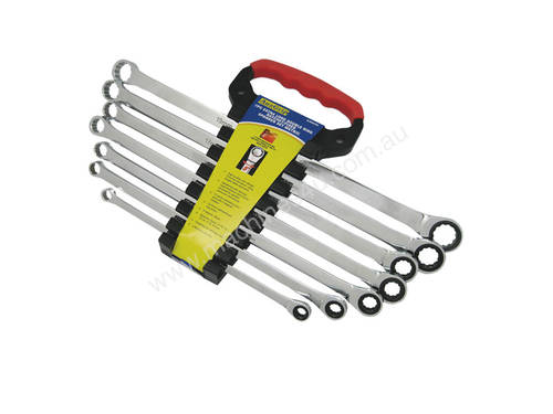 A88050 - 7 PC EXTRA LONG DOUBLE RING RATCHET/FIXED SPANNER SET