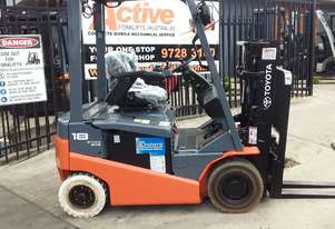ACTIVE FORKLIFTS - TOYOTA 4 WHEEL ELECTRIC FORKLIFT 1.8 TON CONTAINER MAST LATE MODEL