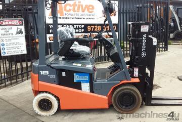 ACTIVE FORKLIFTS - TOYOTA 4 WHEEL ELECTRIC FORKLIFT 1.8 TON CONTAINER MAST LATE MODEL ACTIVE FORKLIFTS - TOYOTA 4 WHEEL ELECTRIC FORKLIFT 1.8 TON CONTAINER MAST LATE MODEL