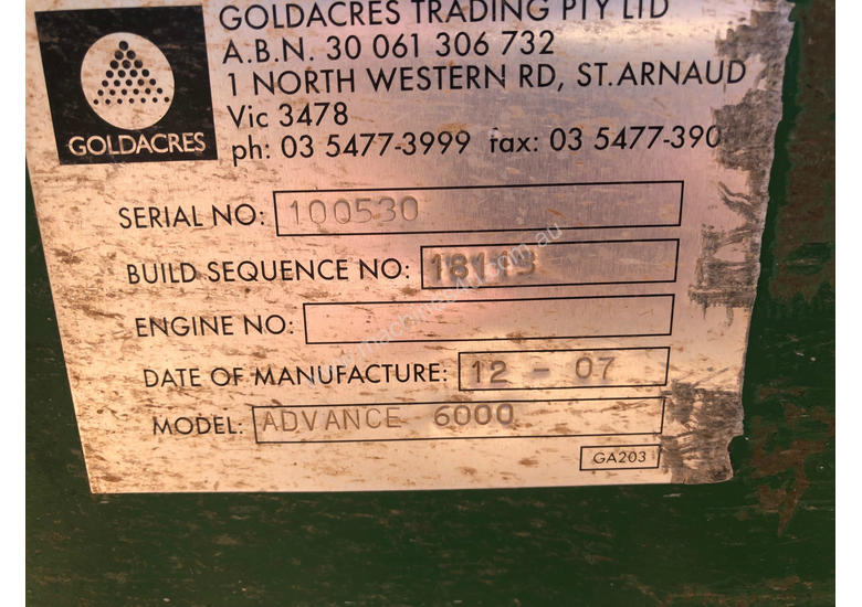 caption Goldacres Advance 6000 Boom Spray Sprayer