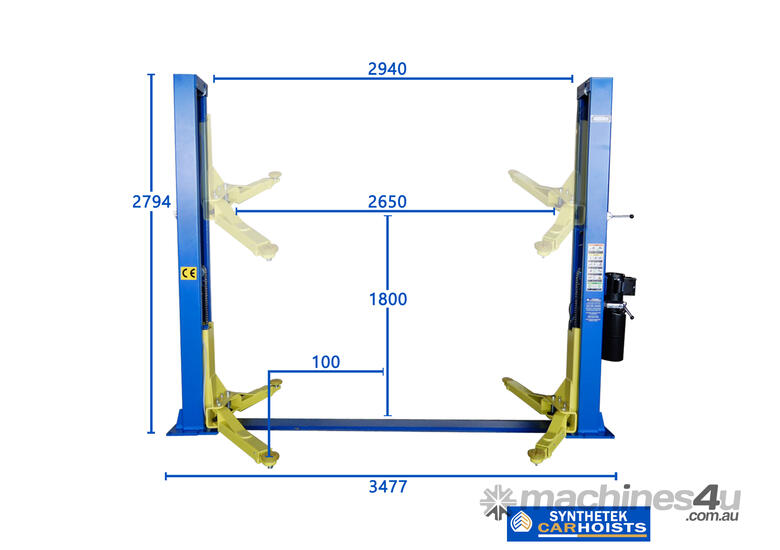 New Synthetek Car Hoist New 4 Ton 2 Post Base Plate Car Hoist