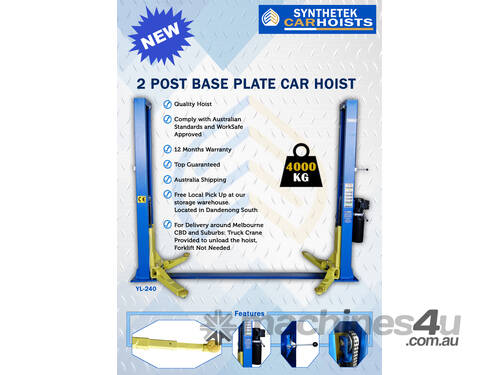 New 4 Ton 2 Post Base Plate Car Hoist