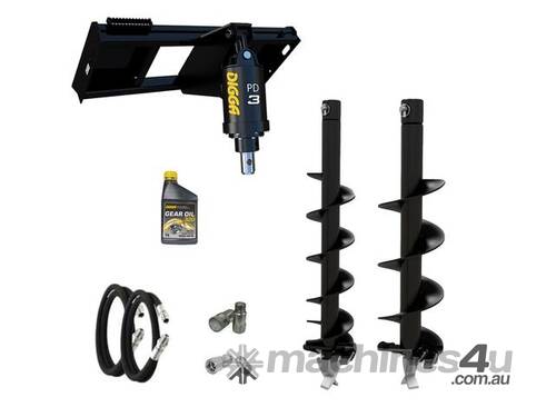 caption Digga PD3 auger drive combo package skid steer up to 75Hp