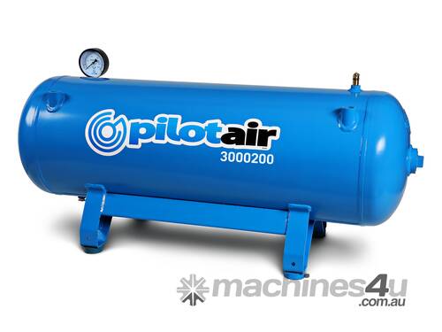 BR3000200 Horizontal Air Receiver, 200L, 1100KPA, Man to AS1210-3, Safety value, pressure gauge