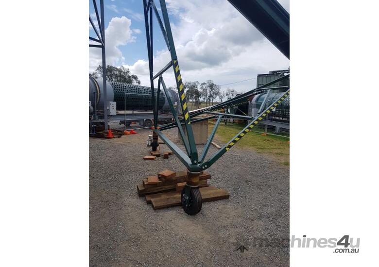 caption Custom Built, 15m long Stacker Conveyor, w motorised wheel at base of the legs- REDUCED- LAST ONE
