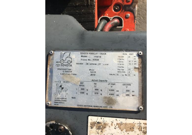 caption Used Toyota 7FBE18 Electric forklift