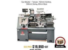 ERL-1330 Precision Centre Lathe. Sun Master - Taiwan. 760mm Centres, 340mm Swing, 40mm Bore, - picture0' - Click to enlarge