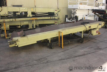 Motorised powered 5.2m L 1260mm W rubber belt conveyor trolley height angle