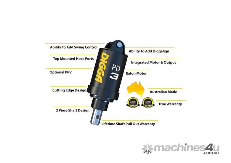caption Digga Skid Steer Loader Auger Drives - Maximise Drilling Depth Without Extensions