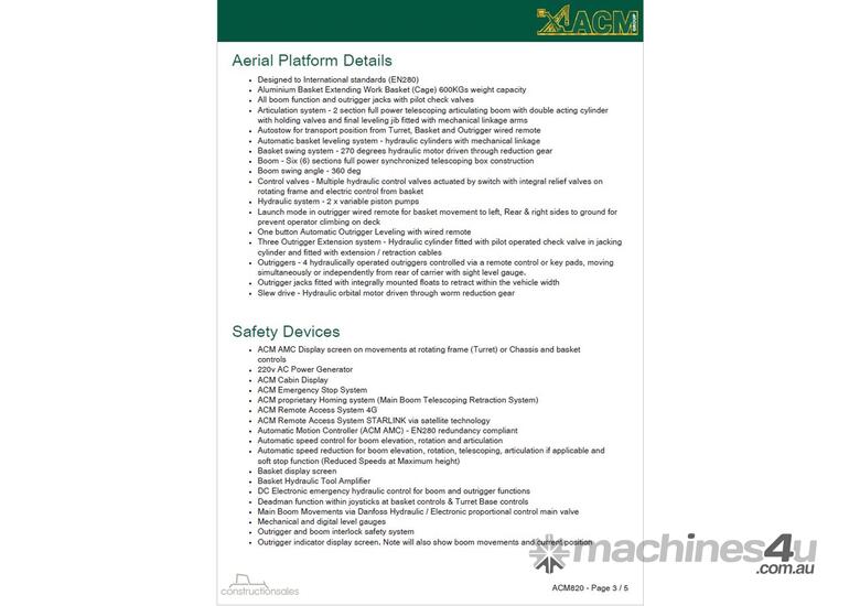 ACM820 - 82M EWP Mounted on a Tatra 10 x 10 | 600kg capacity | 36m outreach