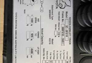 TOYOTA 2014 8FG18 DELUXE MODEL S/N 36077 LPG 4.5 METER 2 STAGE MAST 1.8 TON 1800 KG CAPACITY