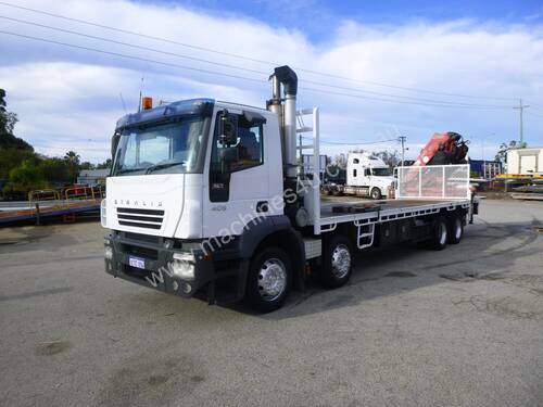 2006 Iveco Stralis AD/AT 405 8x4 Rigid Flat Bed Truck with 8 Tonne Hiab Crane