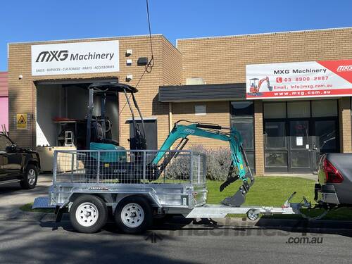 caption XE13SE MINI EXCAVATOR-KOOP ENGINE+ATTCHMENT PACKAGE+CAGE TRAILER WITH FREE RAMPS
