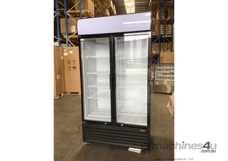 Thermaster Two Sliding Glass Door Colourbond Upright Drink Fridge Black LG-1000SDBP