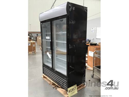 Thermaster Two Sliding Glass Door Colourbond Upright Drink Fridge Black LG-1000SDBP