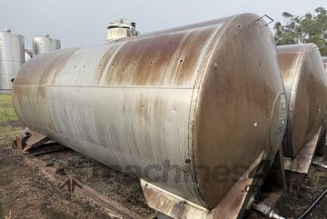 Tank Stainless Steel 2.4m DIA x 6.1m Long overall height 3.4m 24,000 ltr