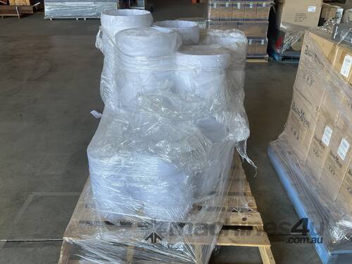 caption Pallet of White Buckets and Lids
