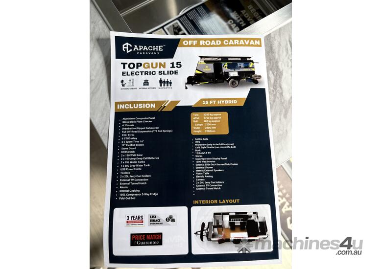 2025 Apache Top Gun 15 Off Road Caravan with Electric slide