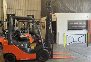 TOYOTA 2014 8FG18 DELUXE MODEL S/N 36077 LPG 4.5 METER 2 STAGE MAST 1.8 TON 1800 KG CAPACITY