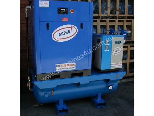 German Screw  - 15hp / 11kW Rotary Air Compressor with 450 Litre Tank, Dryer and Oil Removal Filters
